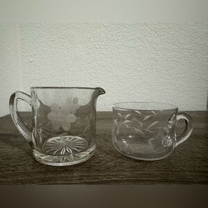 Vintage Elegant Glass Creamer and Sugar Bowl Set